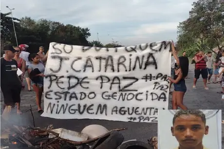 Moradores interditam a BR-101 após jovem ser baleado em ação da PM no Jardim Catarina, em São Gonçalo