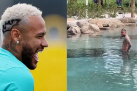 Neymar ignora polêmica e aparece em lago após receber multa