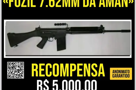 Portal oferece R$ 5 mil por informações que ajudem a encontrar fuzil roubado de academia militar