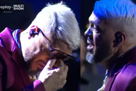 Belo não consegue conter as lágrimas e chora durante show após separação